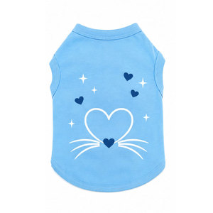 T-shirt violet pour animaux de compagnie, imprimé cœur avec patte de chat, vêtements unisexes pour chiens et chats adultes - Product Image 6