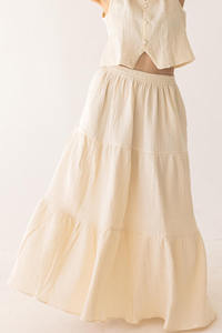 Jupe longue en gaze 100% coton, triple couche de mousseline, avec poches, taille super extensible, style bohème, jupe de maternité - Product Image 3