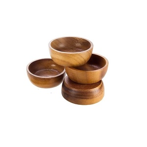 Mini bol rond en bois d'acacia, petit pot en bois pour servir les condiments, les trempettes, les noix, les bonbons, les fruits, les collations - Product Image 1