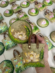 Vietnam Hand Painted <b>Mini</b> Conical Hat Straw Keychain Set Natural Sedge Grass Woven <b>Keyring</b> Cultural Tourist Gift - Macy - Product Image 2