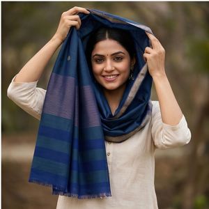 Dupatta/Stole en Soie et Coton Banarasi Légère et Respirante pour Femme, Châle Carré Ethnique, Foulard Imprimé à Pois, Techniques de Tissage - Product Image 5