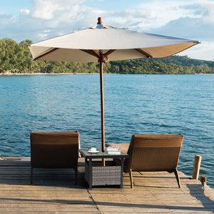 Outdoor Square PE Rattan End Table Grey Wicker Side Table with Umbrella Hole Storage for Patio Garden Poolside or Deck - Product Image 5
