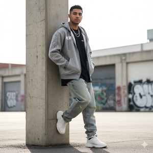 Sweat-shirts à capuche unisexes en molleton 100% coton 500 GSM, coupe ample à épaules tombantes, style streetwear, avec logo personnalisé imprimé par sérigraphie et fermeture éclair. - Product Image 4