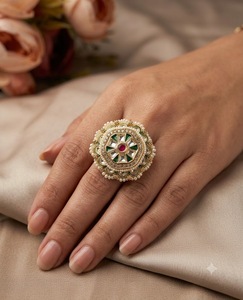 Wholesale Traditional Kundan Pearl Work Hexagonal Finger <b>Ring</b> Ethnic Wedding Party Wear Jewelry Traditional <b>Adjustable</b> <b>Size</b> <b>Ring</b> - Product Image 2