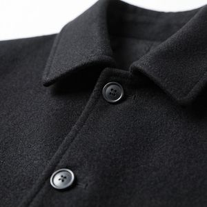 Korean Style Single Breasted Corduroy <b>Coat</b> for <b>Men</b> Medium to <b>Long</b> Standard Double-sided Parka with Winter Collar - Product Image 4