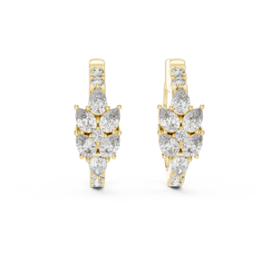 Pendientes de Aro Bali con Circonita Corte Pera, Plata de Ley 925 Chapada en Oro de 18K, Joyería Vintage de Lujo para Mujer - Product Image 1