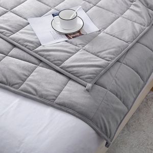 Manta ponderada de cuentas de vidrio acolchadas suaves personalizadas de alta calidad OEM Premium uso doméstico tejido algodón poliéster calentado viaje barato - Product Image 2