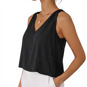 Custom Front Logo Short Cotton <b>Linen</b> Tank <b>Tops</b> Women Elegant V Neck Casual Summer Sleeveless Fashion Workout <b>vest</b> for women - Product Image 4