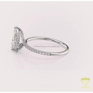 Luxury Moissanite Diamond 925 Sterling Silver Pear Cut Engagement Ring With Detailed Side Stones For Bridal Resellers - Product Image 4