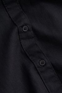เสื้อเชิ้ตแขนยาวสีดำล้วน ผ้าฝ้าย 100% สไตล์ลำลอง ทรงปกติ ลายทางเล็กชายเสื้อไม่สม่ำเสมอ สำหรับผู้หญิง - Product Image 5