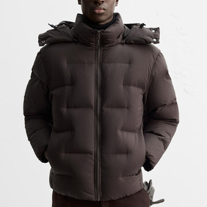 Nouvelle veste d'hiver matelassée à col haut et manches longues avec logo personnalisé, poignets élastiques, poches latérales zippées discrètes, idéale pour l'extérieur - Product Image 1