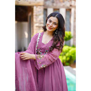 Conjunto de Fiesta para Mujer de Diseñador con Top-Plazzo y Dupatta con Bordado - Product Image 2