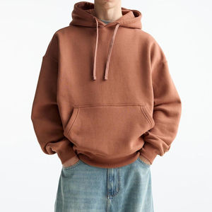 Sudadera con Capucha Extra Grande para Hombre, Color Sólido, Forro Polar, Informal, para Otoño, con Bolsillos, Corte Regular, Tejida - Product Image 1