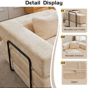 Sofá Cama Convertible Chenil con Estructura Fija, Modular, Sin Necesidad de Ensamblaje, Material de Terciopelo - Product Image 6
