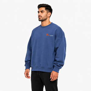 Sweat-shirts surdimensionnés pour hommes, en coton brossé, col rond, manches longues, pull-over, séchage rapide, écologiques - Product Image 2