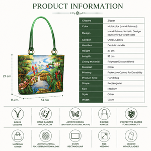 Sac fourre-tout en cuir véritable peint à la main, motif perroquet tropical, sac à bandoulière de créateur pour femme, Conifer - Product Image 6