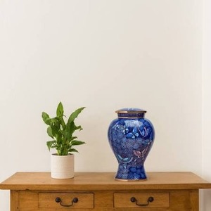 Blue <b>Butterfly</b> Design Candle Holder Cremation Urn For Human Ashes Decorative Funeral Memorial Urn For Adult Memorial Ashes - Product Image 2