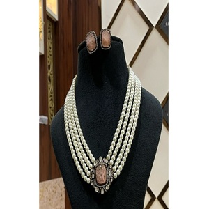 Exquisite Premium Quality Gold Plated Brass Imitation <b>Pearl</b> Layered Kundan Women's Necklace Earring <b>Set</b> Engagement Wedding Gift - Product Image 1
