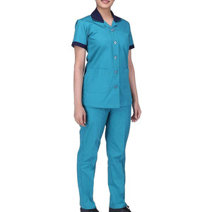 Ensemble de tenue médicale modeste unisexe à manches longues pour infirmière et médecin, tunique et pantalon deux pièces, compatible hijab, en Spandex/Polyester, pour hôpital - Product Image 3