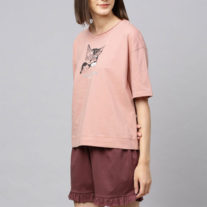 Conjunto de Dos Piezas de Algodón Casual de Verano para Mujer, Diseño Moderno, Transpirable, Color Sólido, Logotipo Personalizado, Conjuntos Femeninos Personalizados - Product Image 2