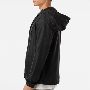 Veste coupe-vent légère et pliable en toile pour homme, avec col montant et capuche, personnalisable, respirante pour l'hiver - Product Image 3