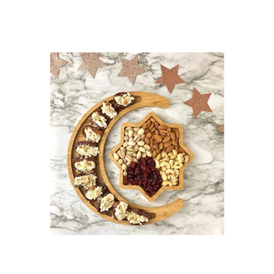 Plateau de service en bois pour le Ramadan, présentoir décoratif pour desserts et pâtisseries, Eid Mubarak - Product Image 1