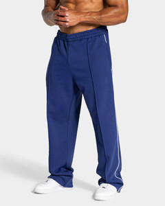 Pantalon de jogging large et droit personnalisé pour hommes avec passepoil, en mélange de coton respirant – Vente en gros de pantalons et de survêtements pour hommes - Product Image 1