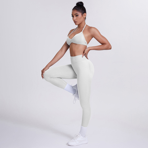 Conjunto de Yoga de 2 Piezas sin Tirantes, Cintura Alta, Largo Completo, Sin Costuras, Transpirable, Estampado, Ropa Deportiva, Elástico en 4 Direcciones, Simple - Product Image 5
