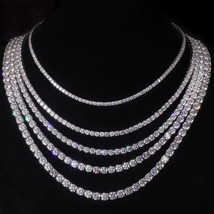 Colliers en or plaqué avec diamants certifiés IGI, chaînes fines hip-hop, chaînes tennis tendance pour hommes, chaînes en argent sterling 925 avec pierres précieuses RB - Product Image 2