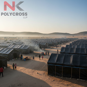 Bâche de protection pour réfugiés avec logo personnalisé – Bâche durable et imperméable pour les camps de secours en cas de catastrophe, protection UV, utilisation pour les secours aux réfugiés - Product Image 2