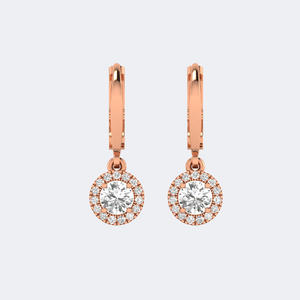 Boucles d'oreilles linéaires minimalistes de luxe plaquées or avec diamants synthétiques cultivés en laboratoire, taille ronde, 0,80 carat au total - Product Image 3