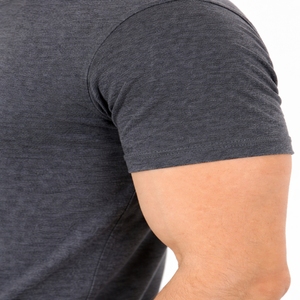 T-shirt pour homme en coton uni gris foncé à col en V, manches courtes, coupe ajustée, couleur unie, basique, premium, confortable, respirant, doux - Product Image 5