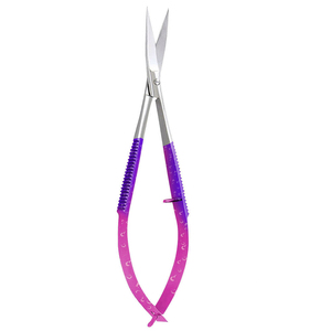 Ciseaux à cuticules de précision incurvés multicolores en acier inoxydable tranchant à ressort avec poignée texturée et logo personnalisé pour - Product Image 1