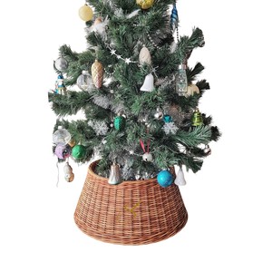 Medium Brown Rattan Christmas <b>Tree</b> Collar Wire Slot Flat Pack Woven Wicker Xmas <b>Tree</b> <b>Stand</b> Base Ring Bulk - Product Image 3