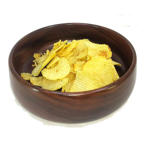 Ensemble de 2 bols de service en bois de manguier massif de forme ronde pour collations à salade de fruits, table à manger de cuisine et décor de fête - Product Image 4