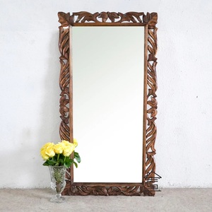 Classic Handcrafted <b>Wooden</b> Accent Mirror Vintage Inspired Carved <b>Border</b> for Elegant Contemporary Spaces - Product Image 2