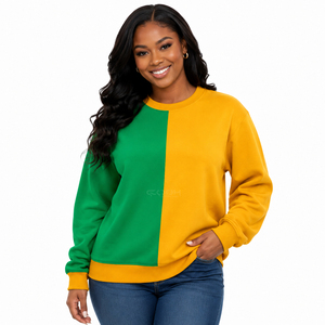 Cosh International Acrylic Custom Logo Sisterhood Sorority Green Gold Crew Neck Two Tone Sweatshirt <b>Cardigan</b> <b>Sweaters</b> - Product Image 3
