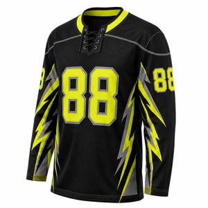 เสื้อฮอกกี้น้ำแข็งผู้ชายแบบสั่งทำพิเศษ คอวี แขนยาว สีดำเหลือง เบอร์ 88 ผ้าโพลีเอสเตอร์ซับเหงื่อ ระบายอากาศได้ดี ชุดกีฬา - Product Image 3