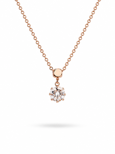 Rose Gold Diamond Pendant <b>Necklace</b> Round Brilliant Cut Minimalist Women's Everyday Wear 18K Plated - Product Image 3
