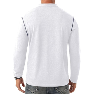 Camisetas Personalizadas de Manga Larga para Hombre, Cuello Henley, Corte Ajustado, Casual, Transpirable, de Secado Rápido, 100% Algodón, Estampado Serigrafiado - Product Image 4