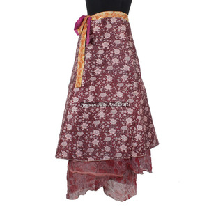 Falda Envolvente de Seda India Estampada Multicolor, Sari de Seda India Auténtico Vintage, Faldas Envolventes Mágicas, Falda Envolvente para la Playa - Product Image 2