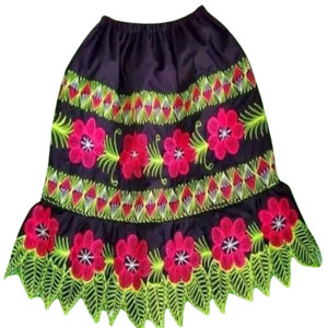 Jupes Hawaïennes Personnalisées Polynésiennes, Tenue de Plage Hawaïenne Florale Rouge Pohnpei, Jupe Décontractée Respirante pour Femme - Product Image 1