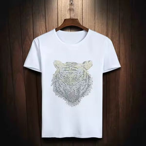 T-shirts unisexes en toile respirante de haute qualité avec impression de strass personnalisée, logo et couleur sur mesure, commandes en gros 2026 - Product Image 4