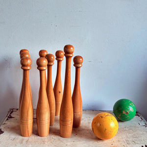 Classic Wooden <b>Bowling</b> Skittles Set Handcrafted Nine Pin Game Eco Friendly Wooden Family Entertainment Toy Kids Adults - Product Image 6