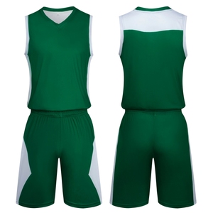 Unisex Green Basketball Jersey Set Sleeveless <b>V</b>-<b>Neck</b> Moisture Wicking Polyester Shorts Elastic Waist All Seasons - Product Image 1