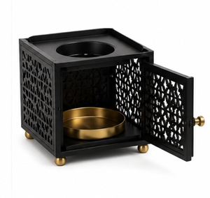 Quemador de incienso metálico con diseño decorativo recortado, soporte para carbón, quemador de fragancia árabe para el hogar, para Oud y Bakhoor - Product Image 3