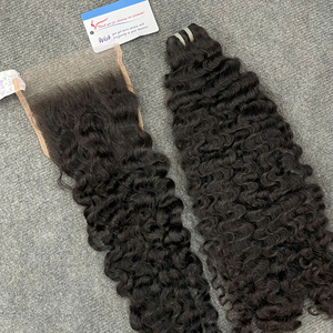 Grand stock de mèches de cheveux bouclés birmans à la vapeur, combo de closures, closure HD suisse, tissage de cheveux pour perruques et extensions de cheveux naturels - Product Image 3