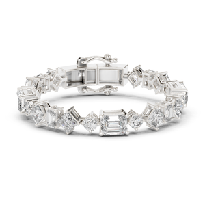 9Kt White <b>Gold</b> Multi Shape Diamond Bracelet 24 Stones 20.07Ct High Jewelry Luxury Couture Statement Bridal Party Wear Luxe - Product Image 1