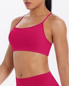 Strappy Backless Sports Bra Women Low Cut Activewear Camisole Removable Padding Wirefree Lift Bralette Workout Crop - Product Image 1