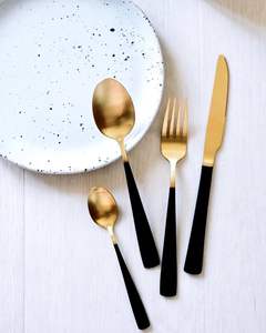 Ivory Handle Gold Style <b>Cutlery</b> Set Elegant <b>Vintage</b> Table Look for Luxury Dining and Celebrations - Product Image 1